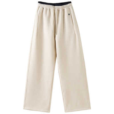 撞色腰头加绒保暖仿羊绒直筒裤