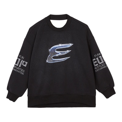 edo童装冬个性字母印花加绒卫衣