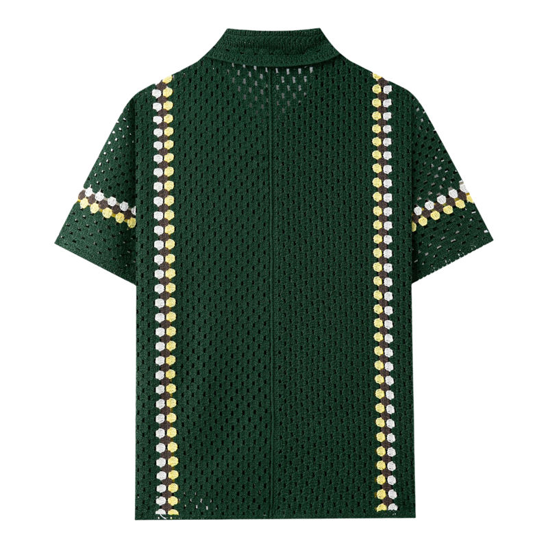 2026夏季法式洋气减龄短袖针织polo衫镂空透气撞色衬衣Men shirt