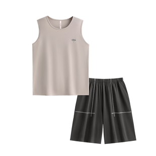 悦内睡衣男士夏季夏天莫代尔无袖背心短裤家居服男款凉感冰丝薄款