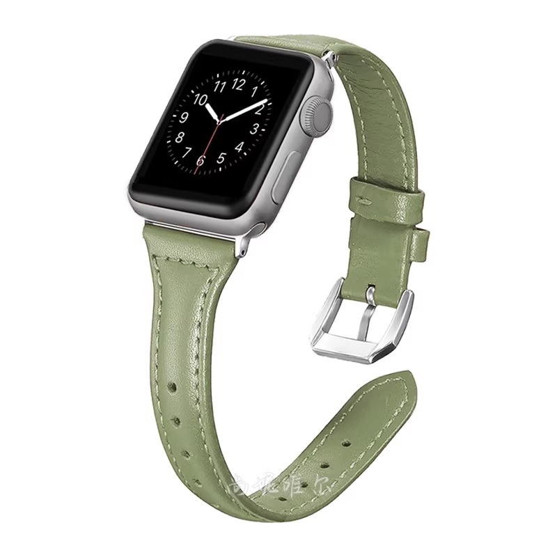 适用applewatch9小蛮腰皮质表带iwatch7夏季复古纤细皮表带s8苹果手表2/3/4/5/6/se代真皮女41/45mm夏天数码