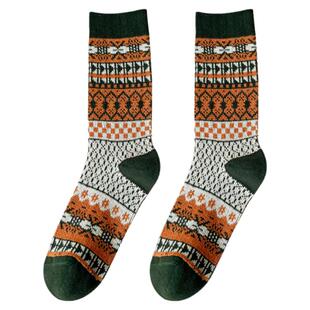 森系民族风中筒堆堆袜子女ins美拉德风穿搭配小皮鞋超火中筒袜子