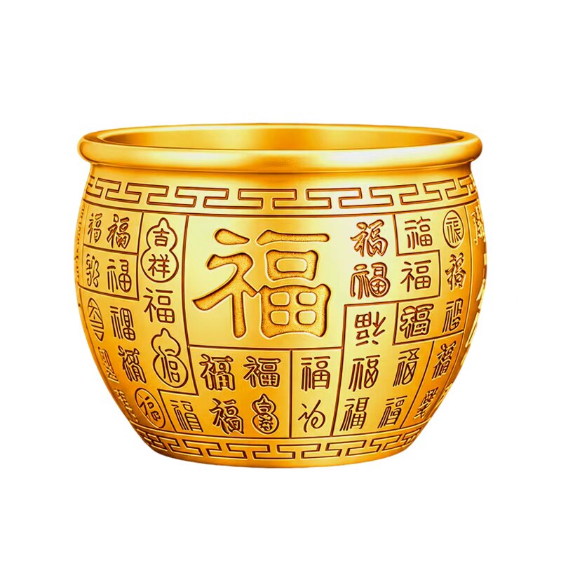 黄铜百福缸冰箱上的纯铜制米缸摆件聚宝盆聚财招财进宝官方旗舰店