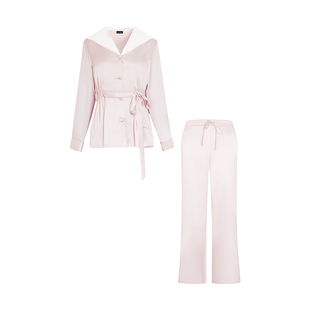 SILKY MIRACLE蕾丝翻领真丝睡衣LADY-S长裤纯欲家居服套装可外穿