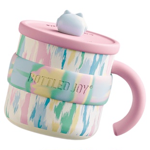 bottledjoy假日吨吨保温杯桌面马克杯带盖防尘水杯高颜值咖啡杯