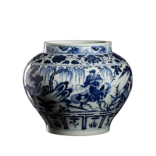 元青花鬼谷子下山大罐景德镇非遗蔡文娟传世瓷器收藏品陶瓷摆件