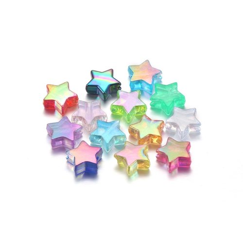 新品 涛声DIY饰品配件珠 炫彩多色玫红深蓝五角星珠