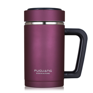 富光保温杯家用带把手茶杯过滤办公室水杯双层带盖泡茶杯子大容量