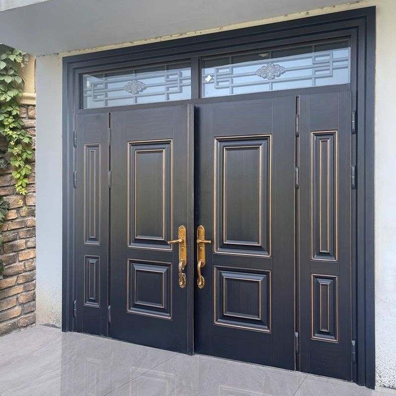 别墅大门农村双开门入户门豪华自建房大门锌合金大门仿铜门进户门