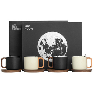 伊文陶瓷半见咖啡杯碟套装情侣对杯家用马克杯子乔迁新居礼物定制