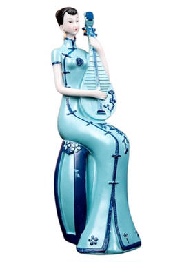 中式旗袍仕女客厅装饰摆件高级感