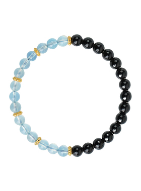 山川心语海蓝宝黑曜石补水手链