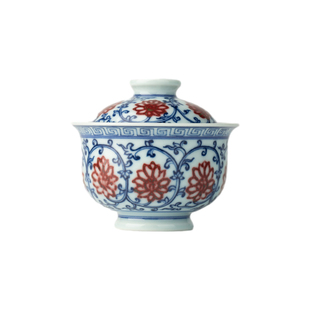 三勤堂复古青花釉里红缠枝莲功夫茶具套组景德镇高端陶瓷泡茶碗