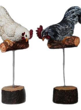 树脂公鸡母鸡摆件装饰