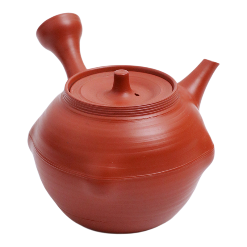 日本常滑烧 吉川秀树 朱泥 230ml 纯手工日式紫砂侧把陶茶壶