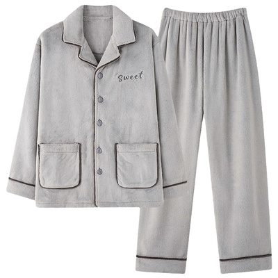 芬腾正品秋冬款珊瑚绒男加绒加厚