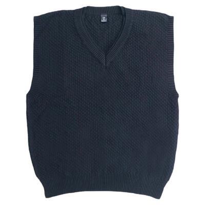 v领ins宽松秋冬短款毛衣背心黑色