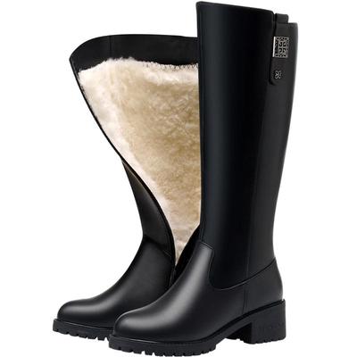 全牛皮靴子皮毛一体东北雪地靴