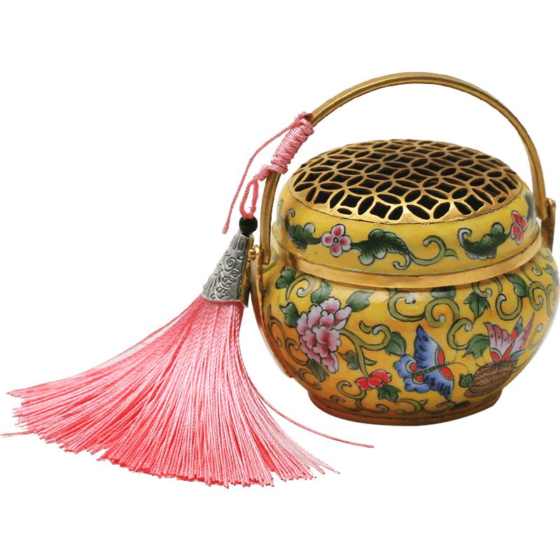 青沉古代家用纯铜烧炭景泰蓝手炉