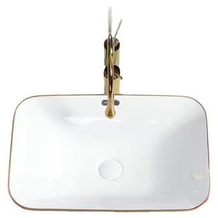 半嵌入式台上洗手盆陶瓷台中盆卫生间长方形洗脸盆一体盆阳台台盆