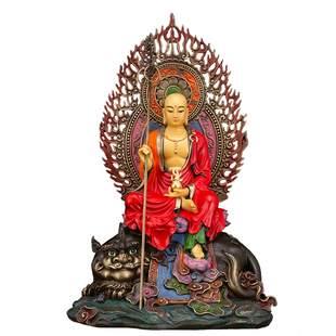 台湾纯铜地藏王佛像九华山地藏王菩萨家用坐谛听家用中式佛堂摆件