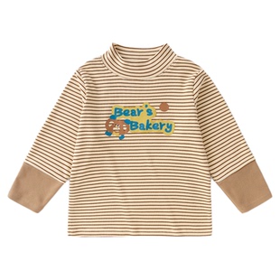 宝宝卡通半高领打底衫女童拼色上衣男童保暖衣服儿童童装冬季新款