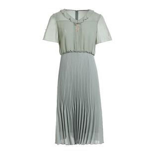 【官方奥莱清仓】乔万尼连衣裙法式气质经典衬衫式假两件收腰长裙