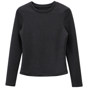 一三良品小个子 加厚加绒基础款百搭打底衫内搭上衣T恤女冬短款