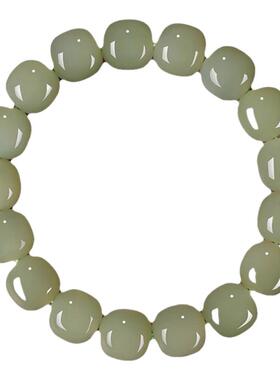 天然和田玉手链手串女款冰晴水玉石手串冰底老型珠人气首饰白玉男