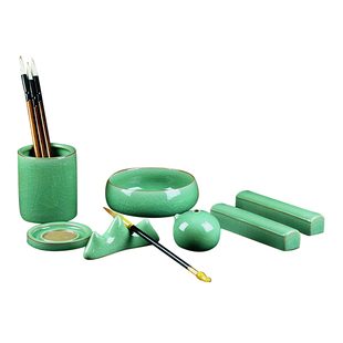 文房四宝套装笔墨纸砚精品高档笔洗三件套笔筒砚台笔架成人毛笔