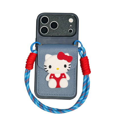 红衣kitty牛仔蓝卡包手机壳