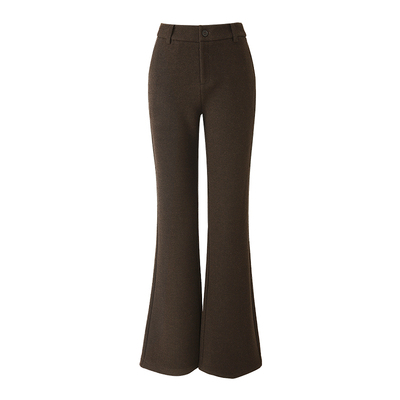 娅丽达女裤毛呢喇叭裤女白色羊毛裤子2025冬季新款长裤显瘦微喇裤