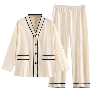 家乐芬睡衣女士春秋款秋季纯棉长袖家居服秋天大码休闲套装可外穿