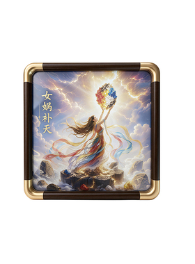 女娲补天中式方形桌面摆台画