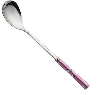 国风304不锈钢勺子可爱儿童创意彩钻匙子家用水果叉调羹冰淇淋勺