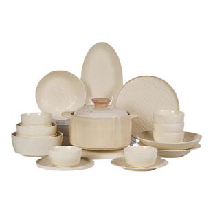 奶油风碗碟套装家用碗2025新款盘子碗碗碟碗筷釉下彩餐具碗盘套装