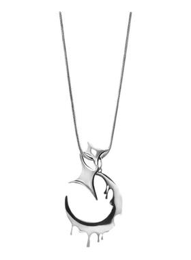 钛钢熔岩月亮项链嘻哈个性锁骨链