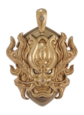 刻己黄铜项链吊坠霸气男龙之盾挂件国风复古生肖龙个性创意礼品