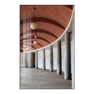 入户玄关视觉空间延伸感装饰画现代简约建筑长廊挂画大幅晶瓷壁画