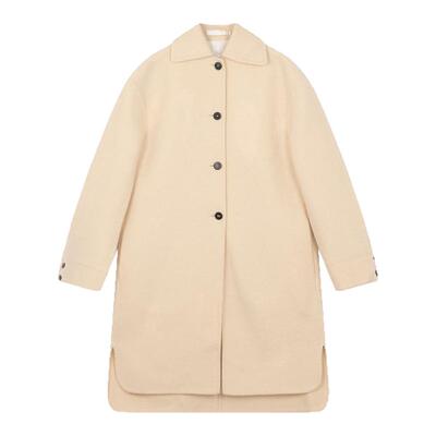 JIL SANDER 夏季女士简约翻领绵羊毛单排扣大衣外套银泰 301604