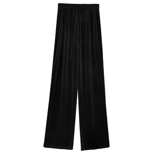 黑色金丝绒裤子女秋冬休闲垂感显瘦高级感加绒加厚直筒窄版阔腿裤