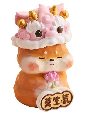 国潮莫生气新年摆件创意醒狮帽办公室工位新年装饰品氛围布置礼物