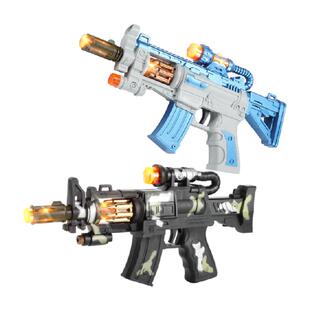 儿童百变旋转声光枪仿真电动玩具枪发光发声迷彩冲锋枪圣诞礼物男