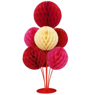 结婚喜字蜂窝球桌飘立柱婚房布置套装新房卧室纸灯笼拉花装饰用品