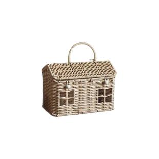 新年春节手提藤编小房子花篮小篮子草编编织花盆竹编藤编花篮