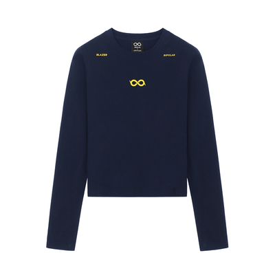 BIPOLAR基础胶印修身短袖长袖修身正肩短款T恤圆领字母圆领上衣女