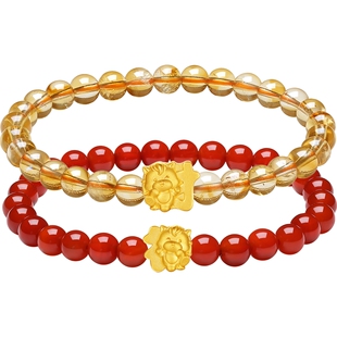 周六福5d硬金马上有福黄金手串定价女生肖吉马迎福手饰情人节礼物