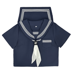 青月社改良绀三本日系满襟水手服百褶裙套装原创学院风甜妹JK制服