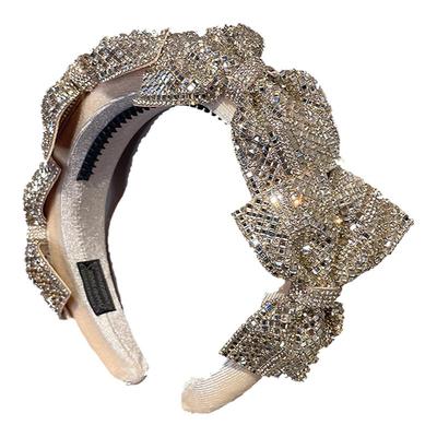 宽边网红蝴蝶结头饰水钻高级感