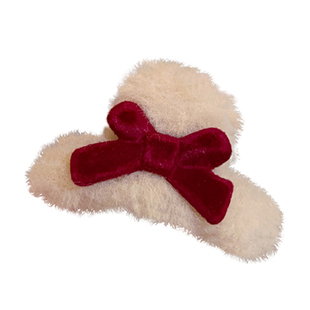 新年红色毛绒小抓夹女2025新款前额刘海发夹侧边发卡过年夹子头饰